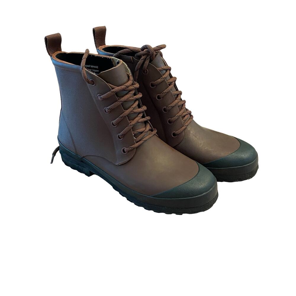 Madewell Lace Up Lugsole Ankle Rain Boots Waterproof Dark Cabernet Size 6